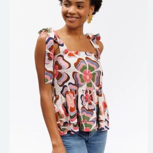 Floral Multicolor Blouse with Tie Straps Bin 28